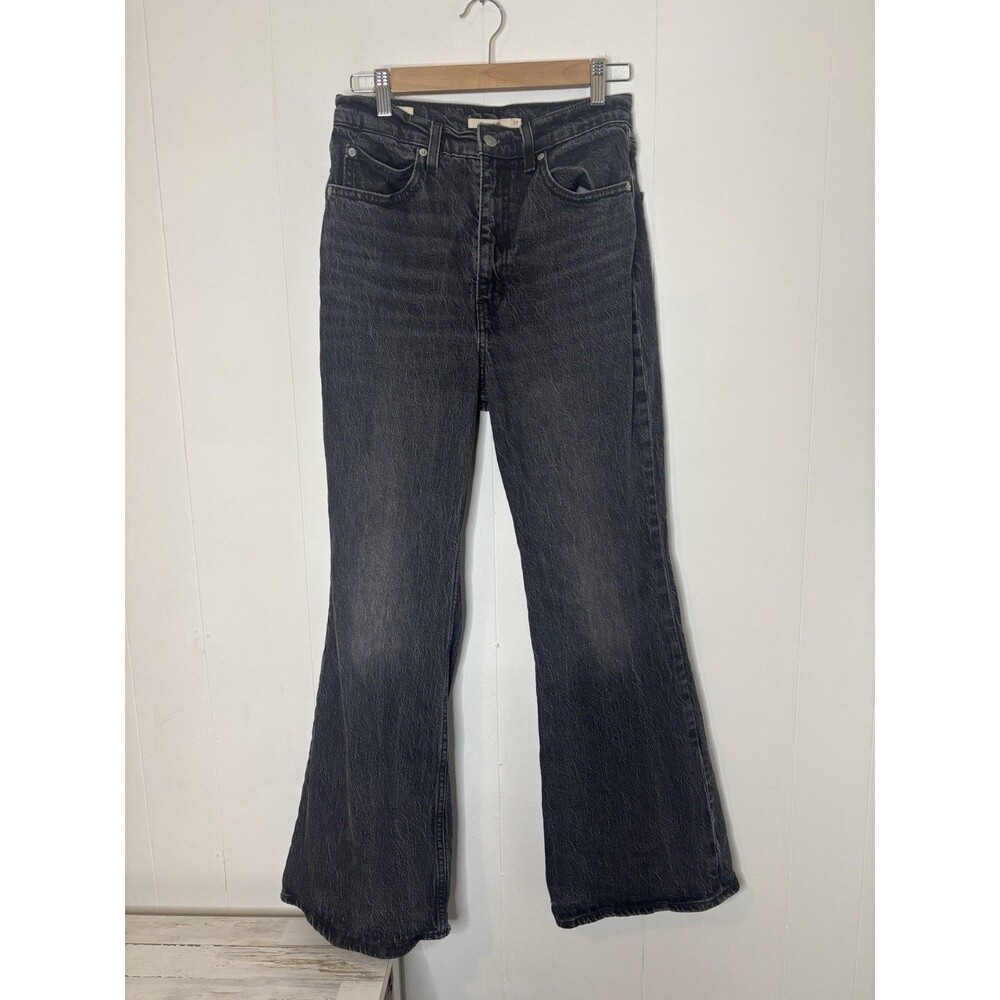 Levi’s Black 70s High Flare BIG E Zip Fly Premium Cotton Women’s Size 27 X 30 - Picture 2 of 11